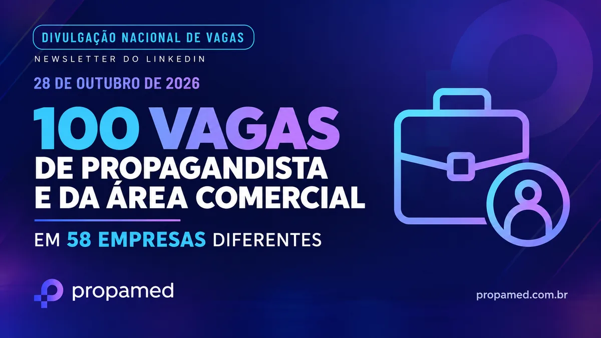 100 vagas de propagandista e da área comercial em 58 empresas